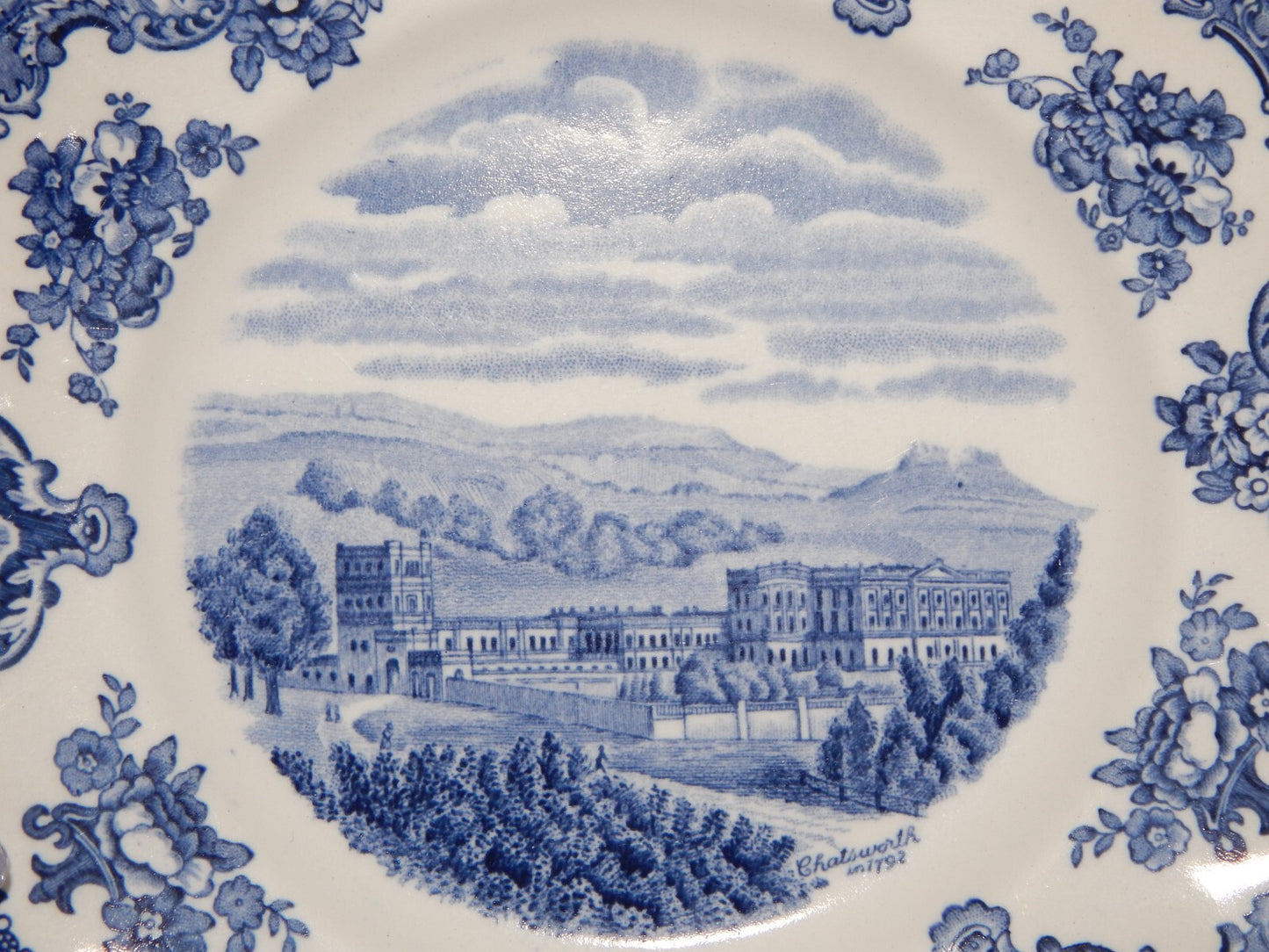 VINTAGE JOHNSON BROS PIATTO OLD BRITAIN CASTLE BLU PORCELLANA DIFETTO #1902