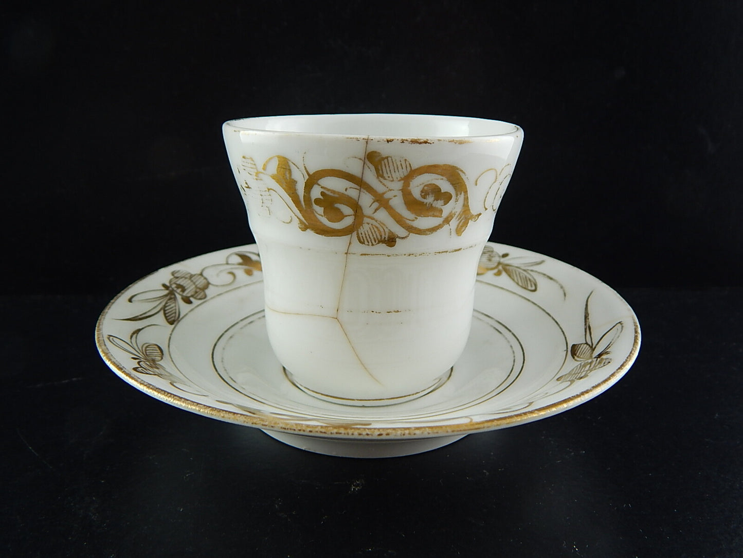 ANTICA PREZIOSA RARA TAZZA IMPERO PORCELLANA BIANCA ORO PARIGI INIZIO 1800 #5