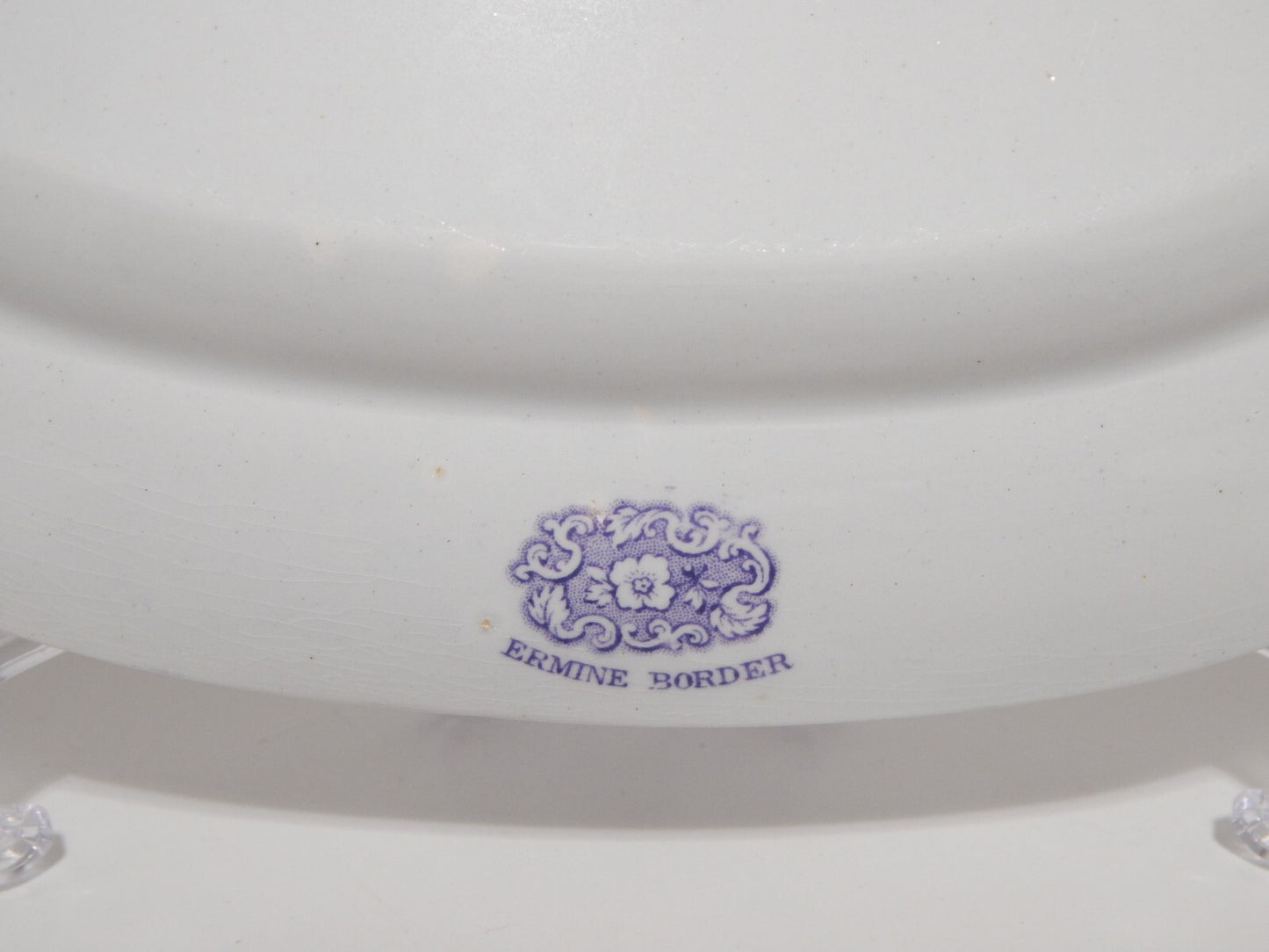 ANTICO RARO VASSOIO CERAMICA STAFFORDSHIRE PRIMAVESI 1860 ERMINE BORDER VIOLA #