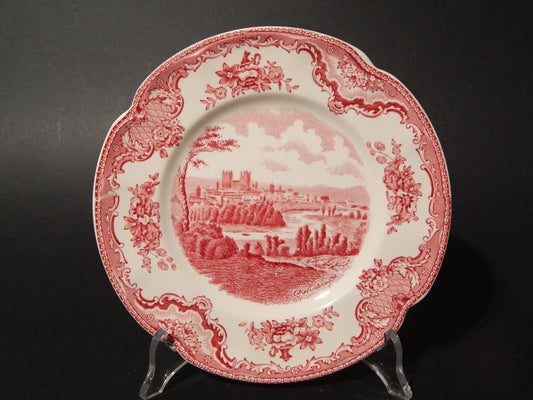 VINTAGE JOHNSON BROS OLD BRITAIN CASTLE PIATTO DOLCE SEMI PORCELLANA ROSSO