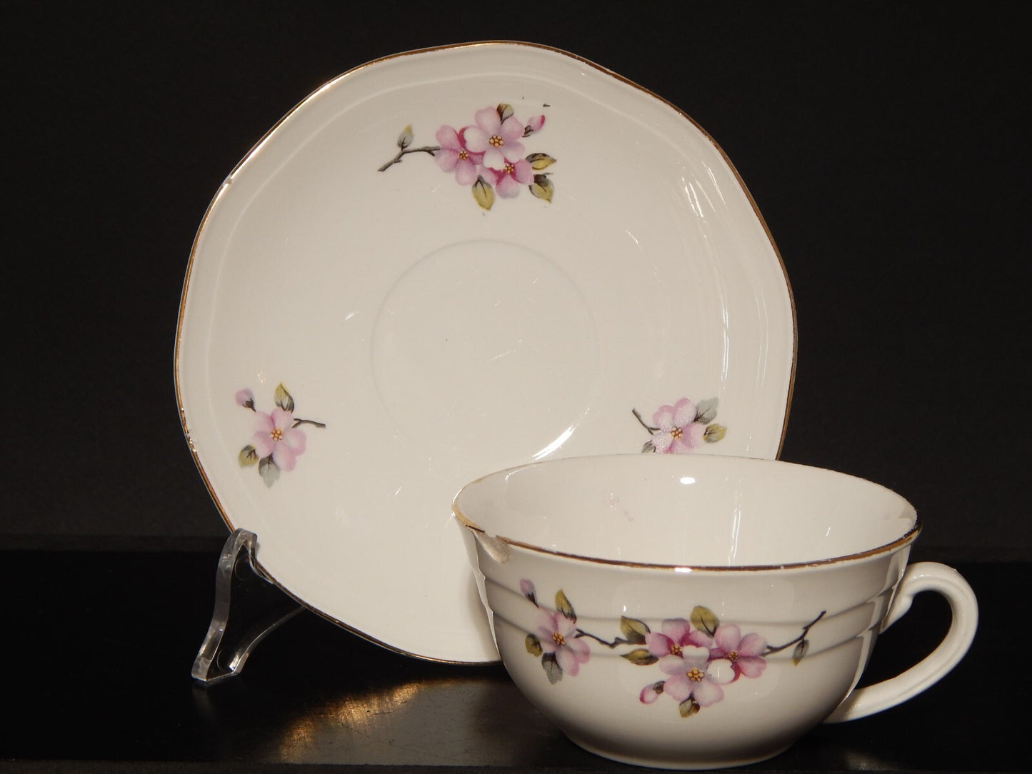 RETRO' TAZZA TE' SOCIETA' CERAMICA ITALIANA LAVENO DECORO FIORI DI PESCO DIFETTO