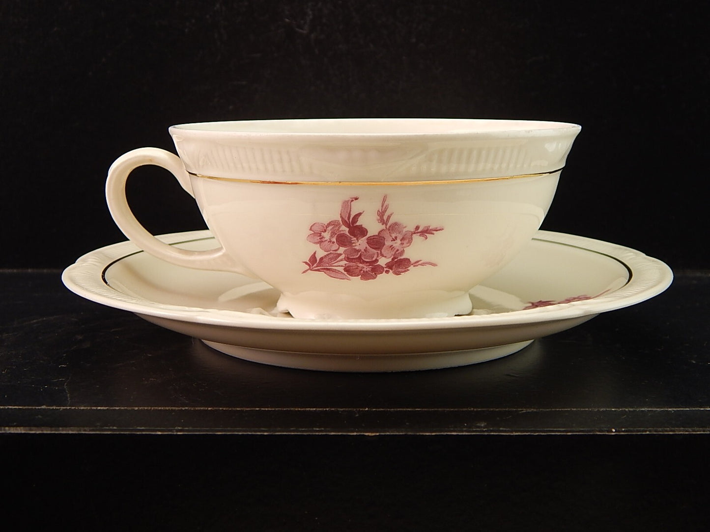 PREZIOSO ANTICO SERVIZIO TE' PORCELLANA ZEH SCHERZER BAVARIA DECORO ROSA FUCSIA