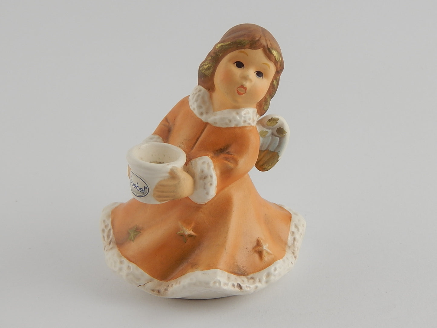 VINTAGE ANGELO NATALE PORTACANDELA GOEBEL PORCELLANA BISCUIT CHRISTMAS ANGEL