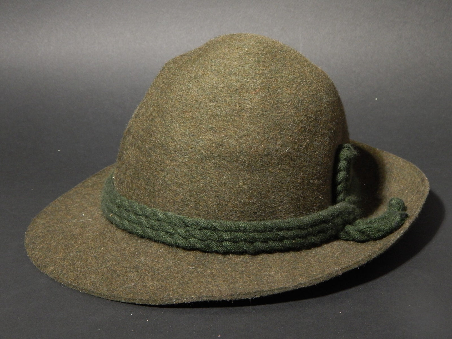 VINTAGE CAPPELLO DONNA UOMO CM 57 LANA FELTRO VERDE LODEN TIROLESE