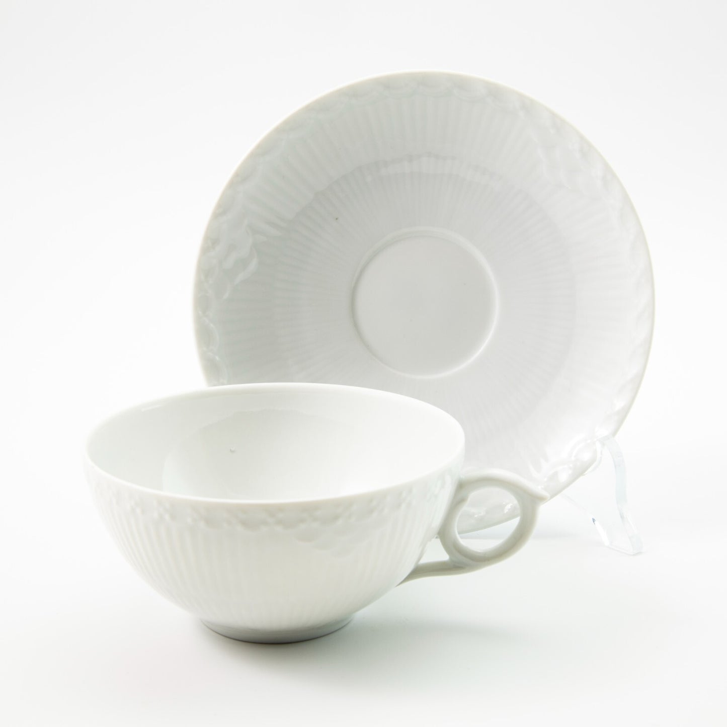 ROYAL COPENHAGEN WHITE FLUTED HALF LACE TAZZA DA TE' IN PORCELLANA CM 10 COD 525