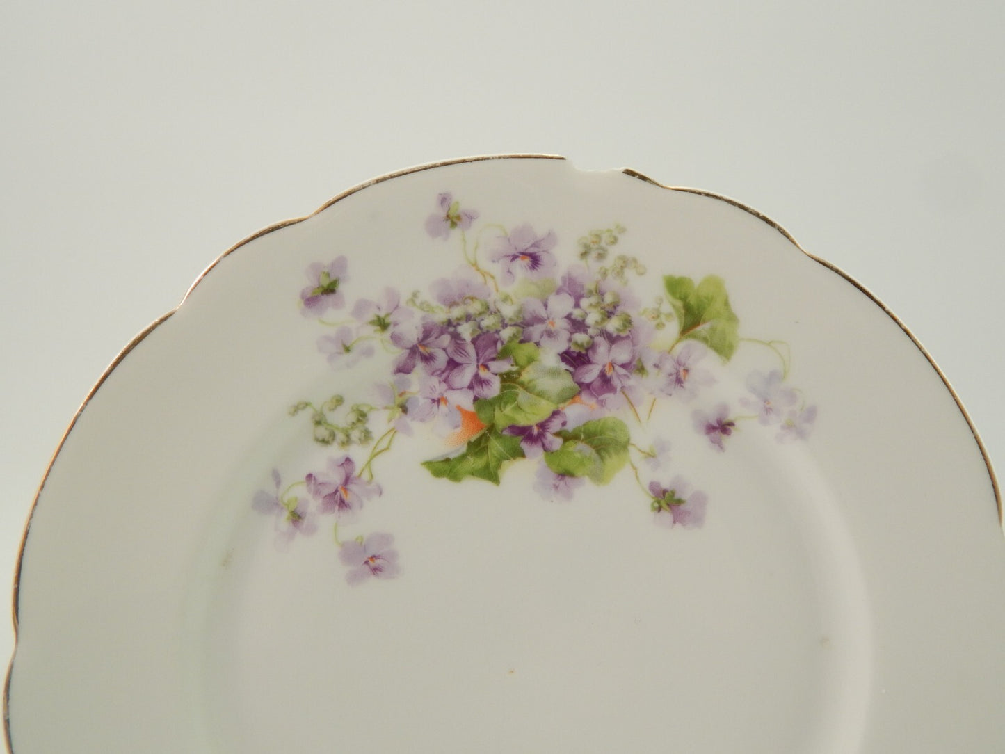 ANTICO LOTTO 6 PIATTI LIBERTY PORCELLANA BAVARIA VIOLETTE FINE 800 CON DIFETTI