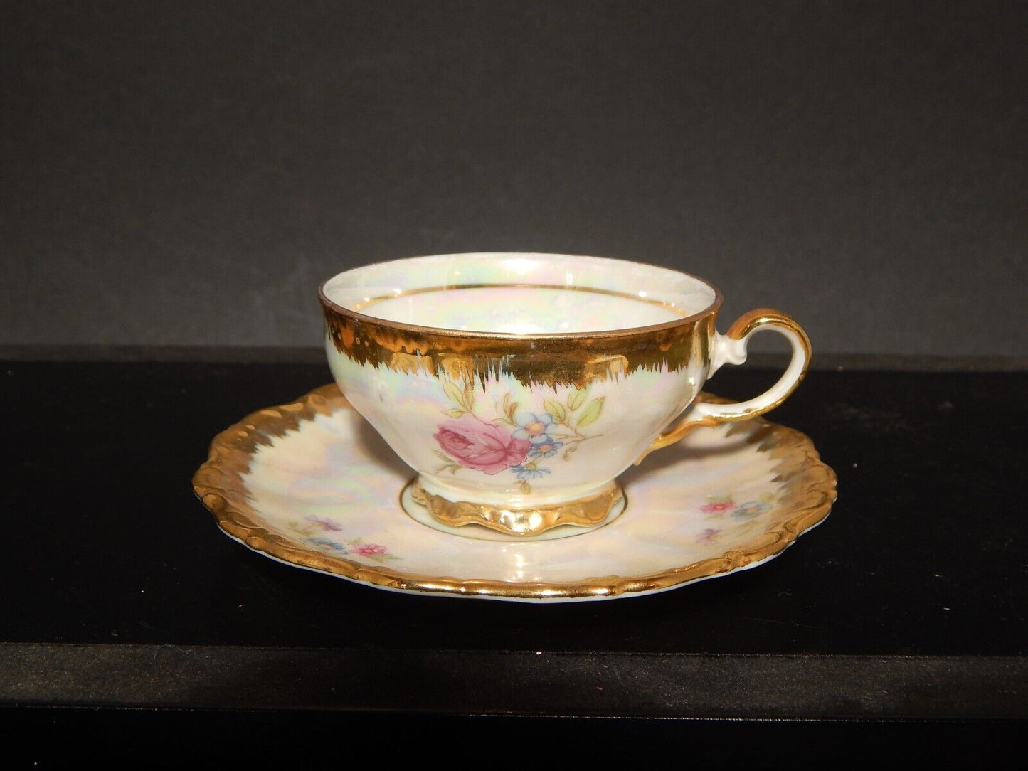 ANTICA TAZZINA CAFFE' PORCELLANA DECORO LUSTRO BAVARIA SELTMANN THERESIA LA ROSA