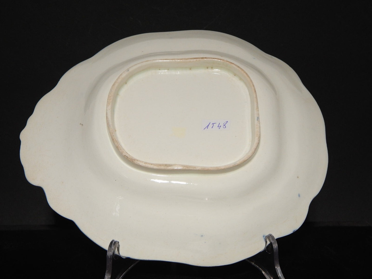 ANTICA MARESCIALLA VASSOIO CERAMICA RICHARD MILANO SECONDA META' 800 BIANCO BLU