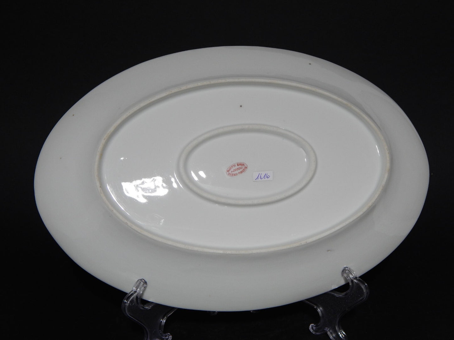 ANTICO VASSOIO PIATTO OVALE IMPERO PORCELLANA GINORI DOCCIA XIX SECOLO