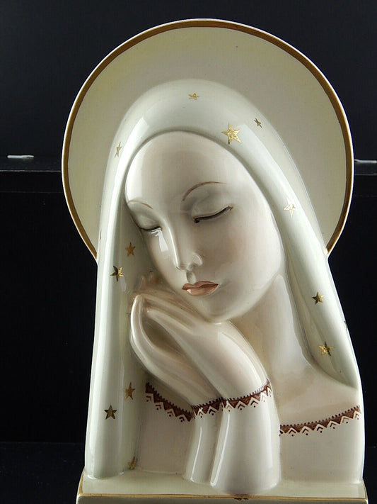 PREZIOSO ALTORILIEVO VOLTO MADONNA CERAMICA IGNI TORINO 1936 EPIGONO LENCI