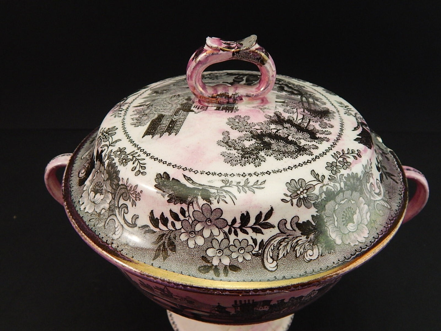 DAVENPORT 1830 DURHAM ANTICA CERAMICA ZUCCHERIERA PORTA DOLCI DANNEGGIATA