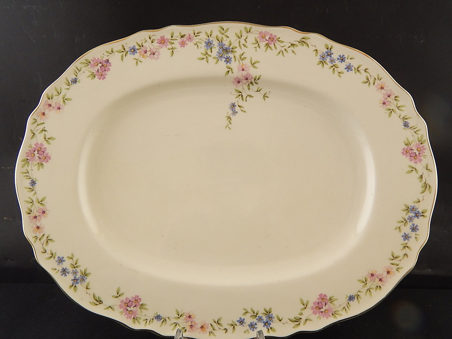 ANTICO VASSOIO PREZIOSA PORCELLANA KRAUTHEIM BAVARIA GHIRLANDA CM 40 X 30