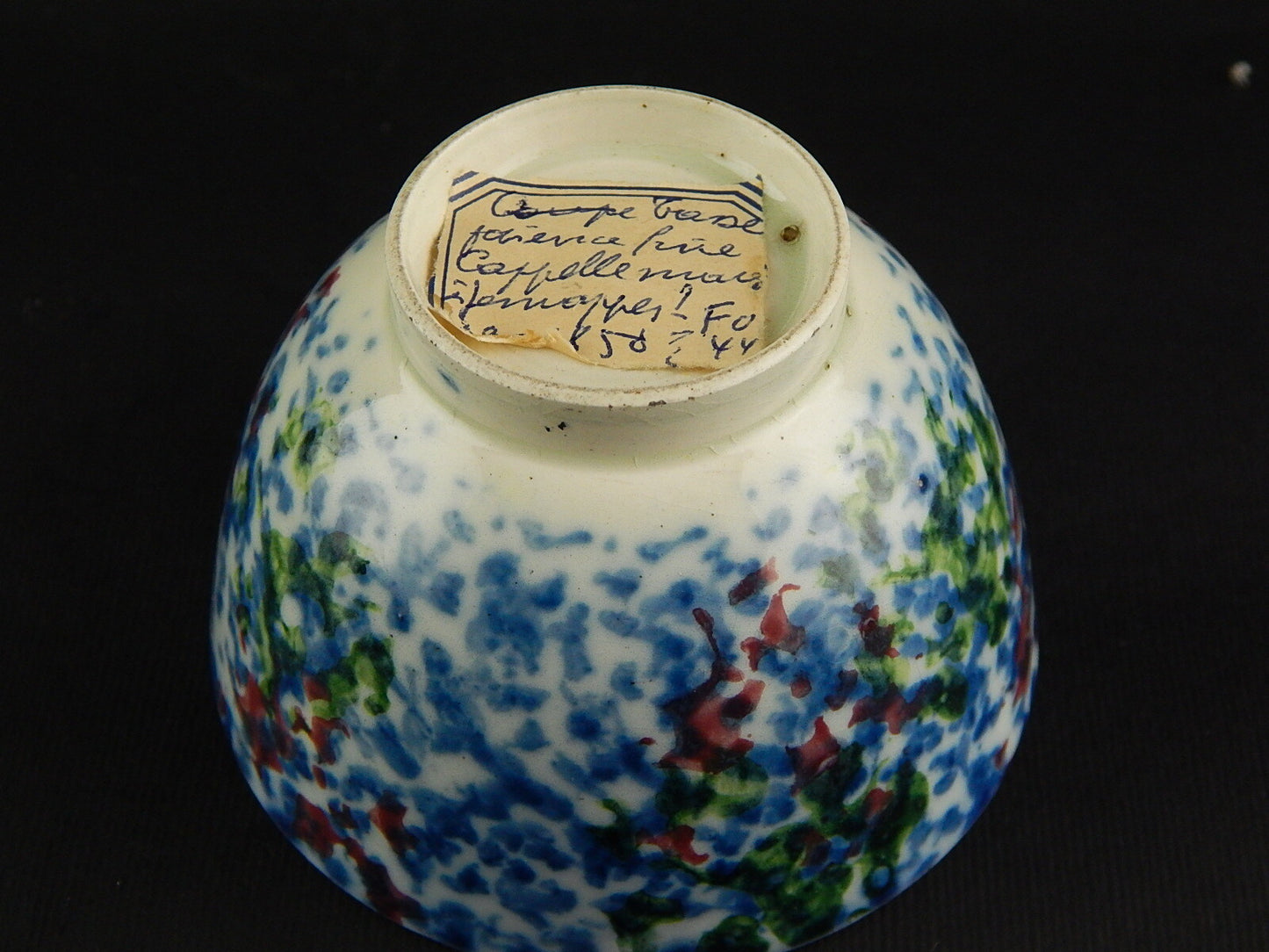 ANTICA RARA TAZZA CERAMICA J. B. CAPPELLEMANS JEMAPPES META' 800 CAMOUFLAGES