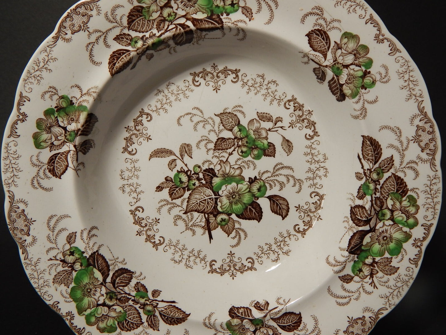 ANTICO 1850 PIATTO FONDO SEMI PORCELLANA INGLESE RIDGWAY &C. APPLE BLOSSOM