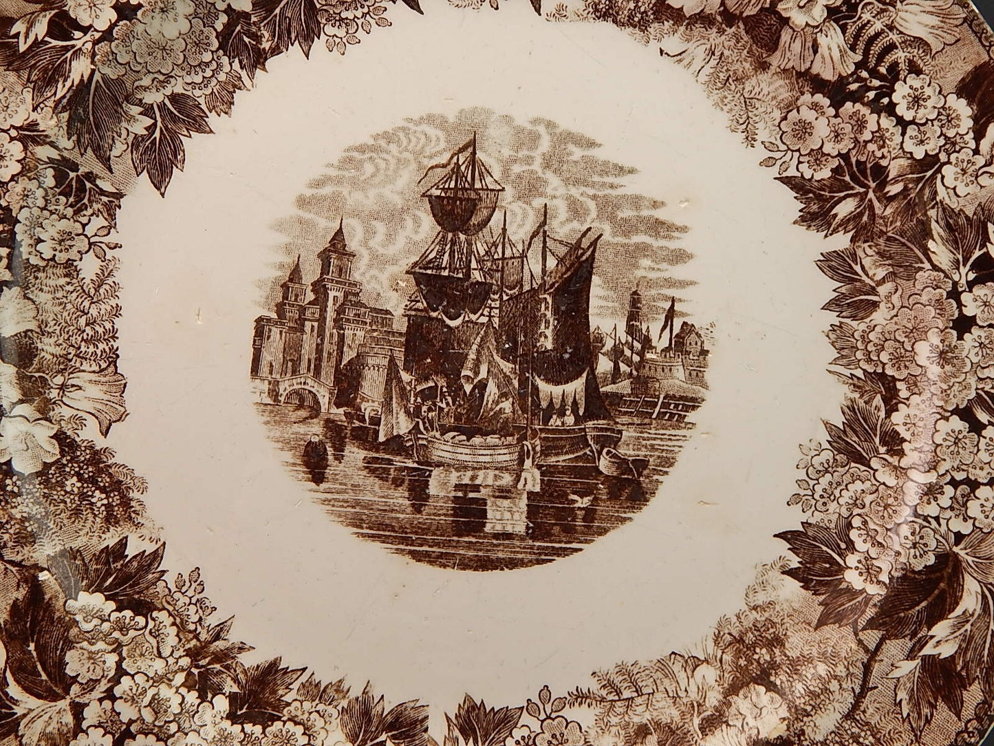 ANTICO PIATTO PORTATA VASSOIO PORCELLANA MANIFATTURA VENETA DECORO FERRARA