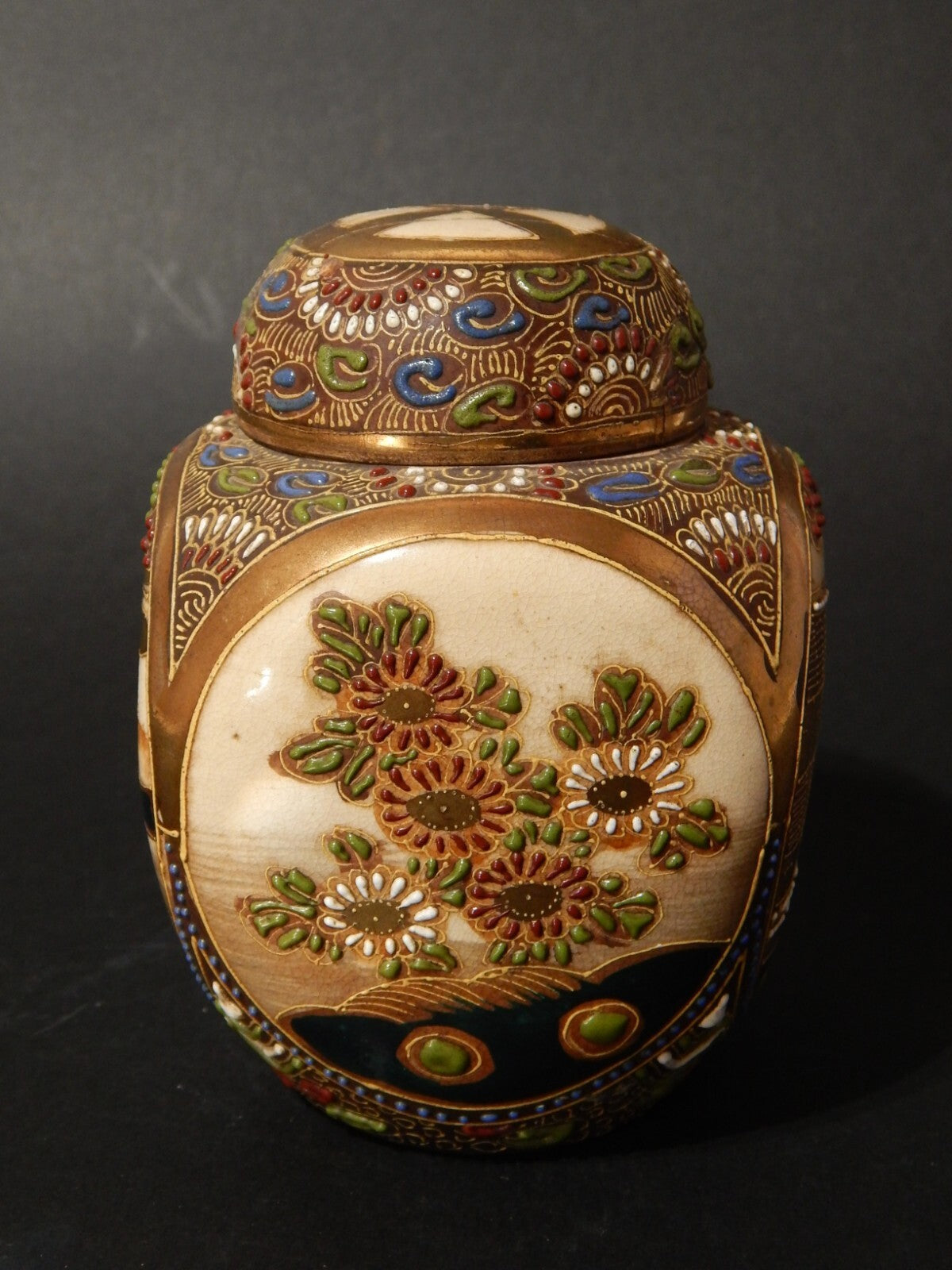 ANTIQUARIATO ORIENTALE 1920 VASO URNA CERAMICA GIAPPONE SATSUMA KINKOZAN TSUKURU