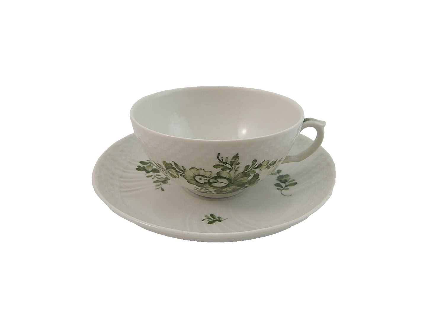 VINTAGE TAZZA DA TE' ROYAL COPENHAGEN FIORI VERDI GREEN FLOWER CURVED TEA CUP