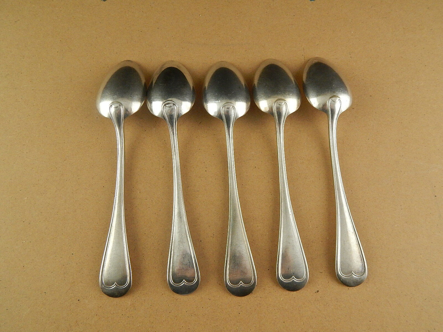 SET 5 CUCCHIAI ANTICHI ALPACCA ARGENTATA SILVER PLATED FINE 800 MAURIZIANO