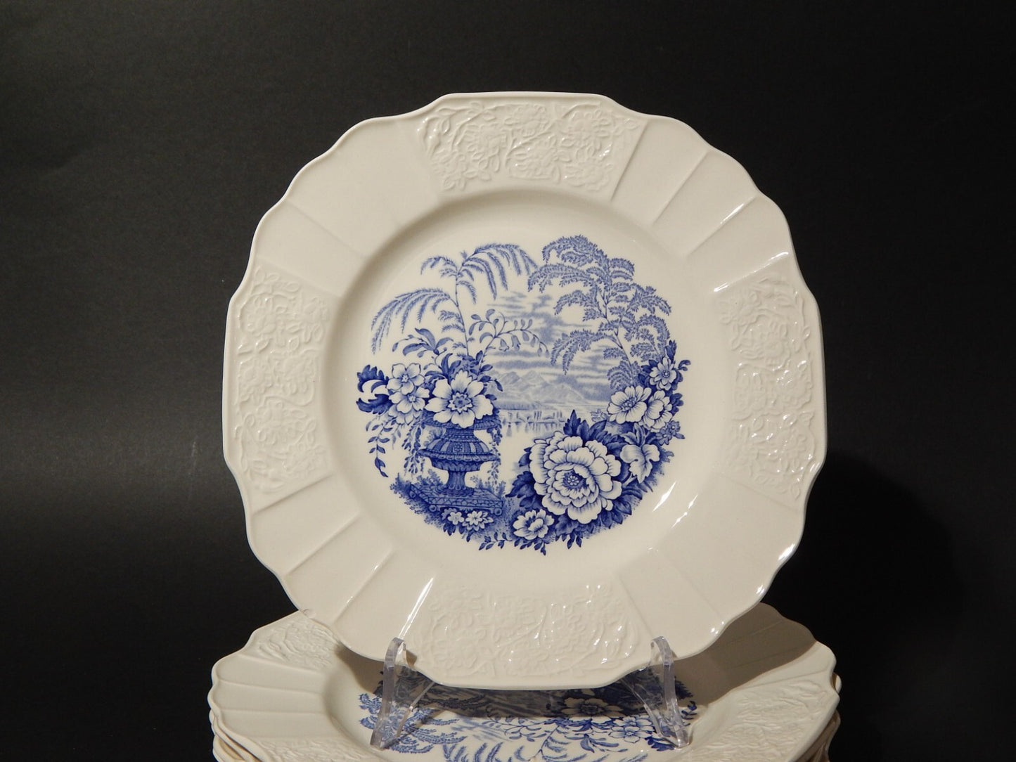 ANTICO SERVIZIO 6 PIATTI CERAMICA MYOTT SON STAFFORDSHIRE ENGLAND BIANCO BLU