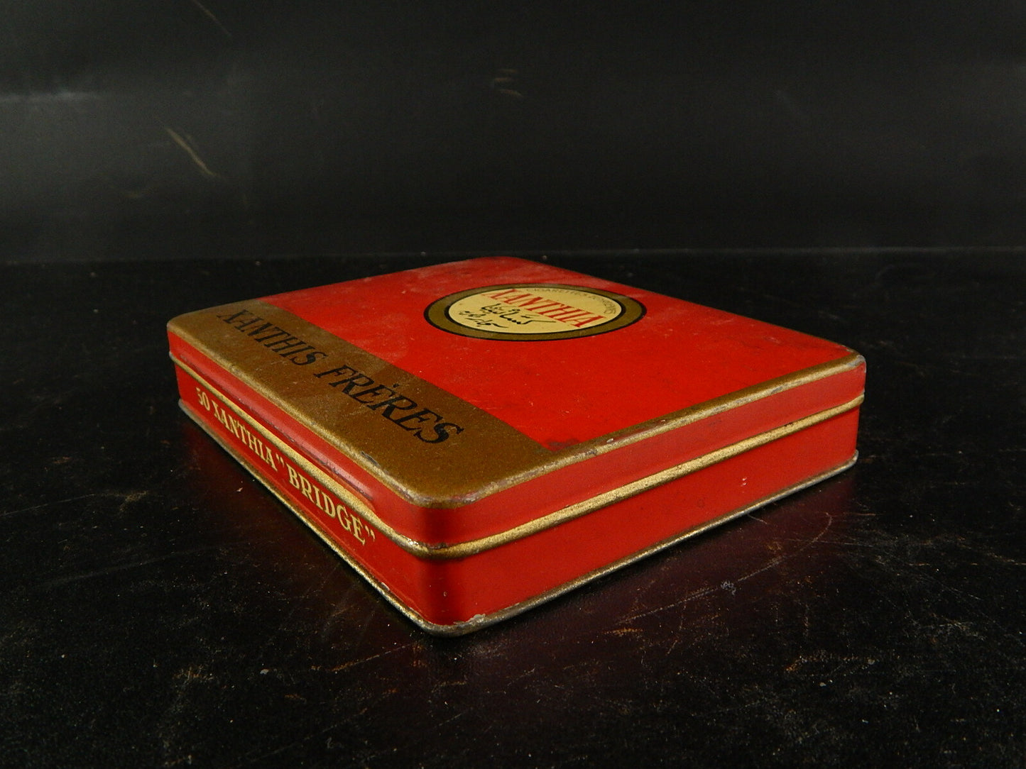 VINTAGE SCATOLA LATTA SIGARETTE EGIZIANE XANTHIA XANTHIS FRERES