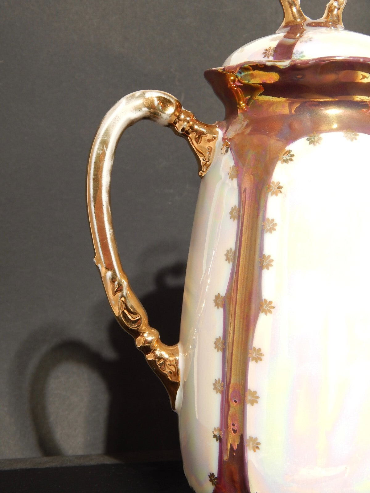 ANTICA LIBERTY PREZIOSA CAFFETTIERA PORCELLANA GINORI 1896-1910 DECORO A LUSTRO
