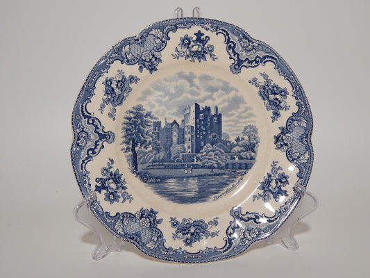 VINTAGE JOHNSON BROS OLD BRITAIN CASTLE BLU PIATTO PIANO PORCELLANA DIFETTO 1919