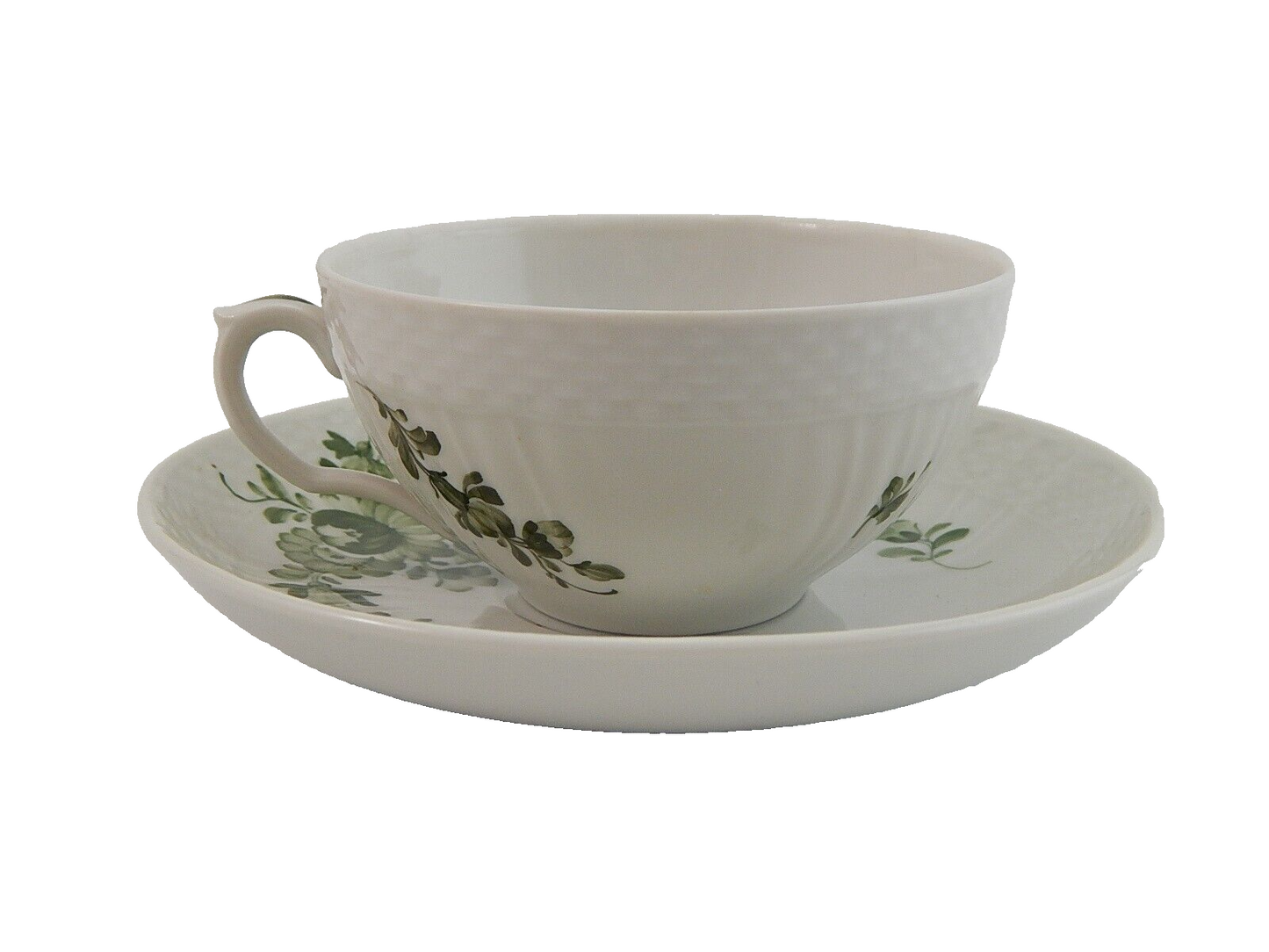 VINTAGE TAZZA DA TE' ROYAL COPENHAGEN FIORI VERDI GREEN FLOWER CURVED TEA CUP