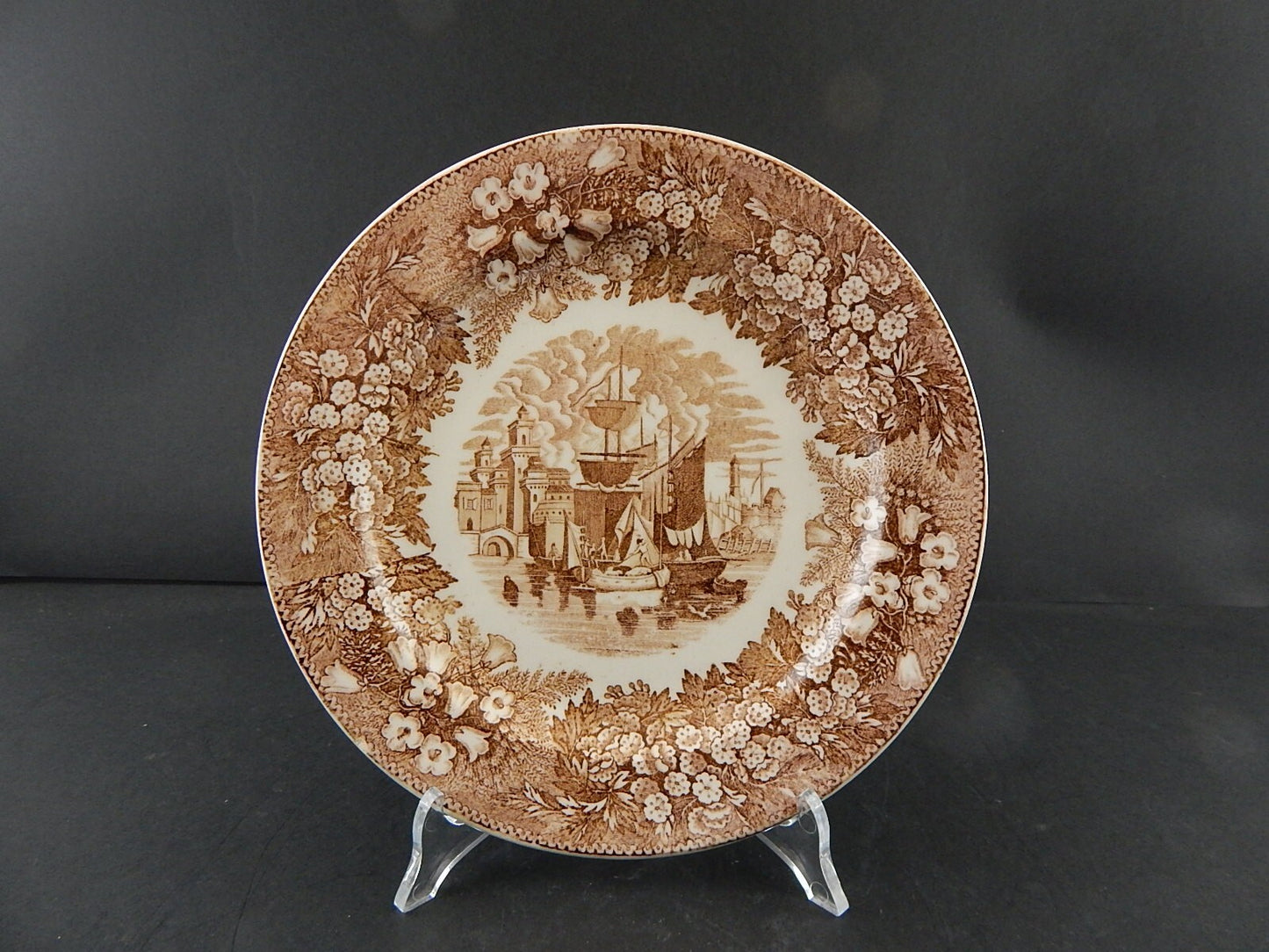 ANTICO PIATTO SEMI PORCELLANA RICHARD MILANO DECORO FERRARA META' 800 #9992