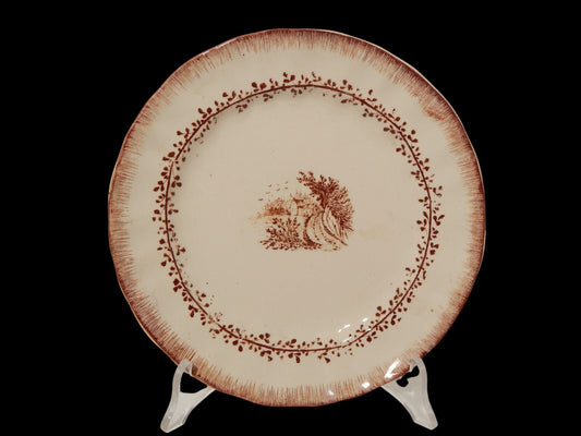 ANTICO PIATTO SOCIETA' CERAMICA RICHARD MILANO PAESAGGIO STAMPA A MANO