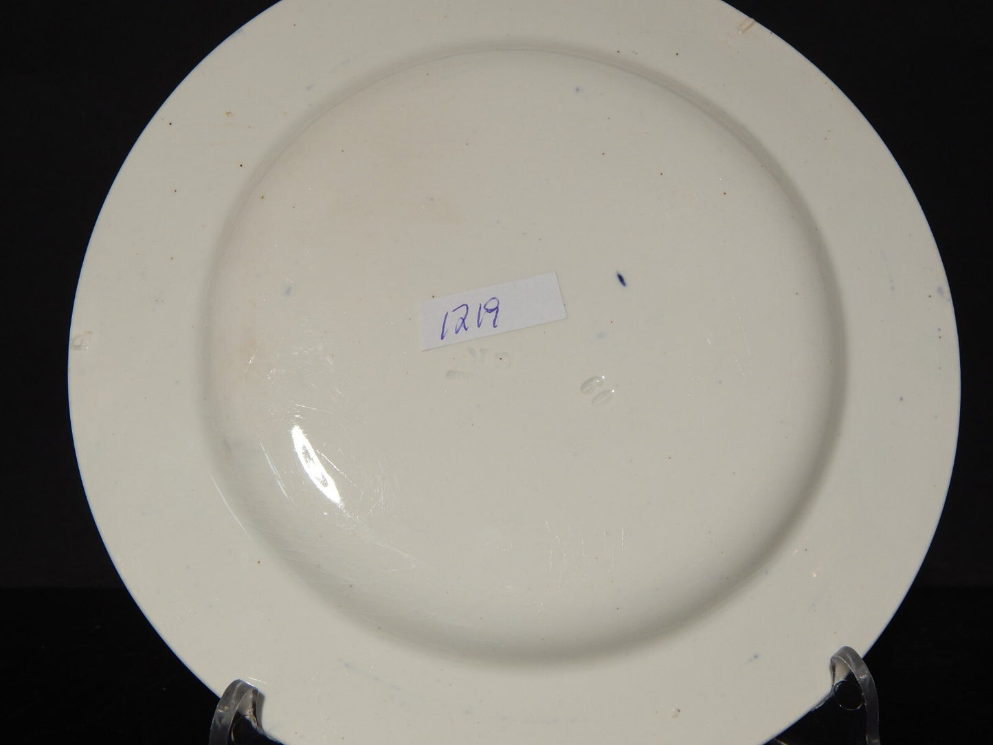 ANTICO AUTENTICO PIATTO PORCELLANA WEDGWOOD FERRARA META' 800 BIANCO BLU CM 18