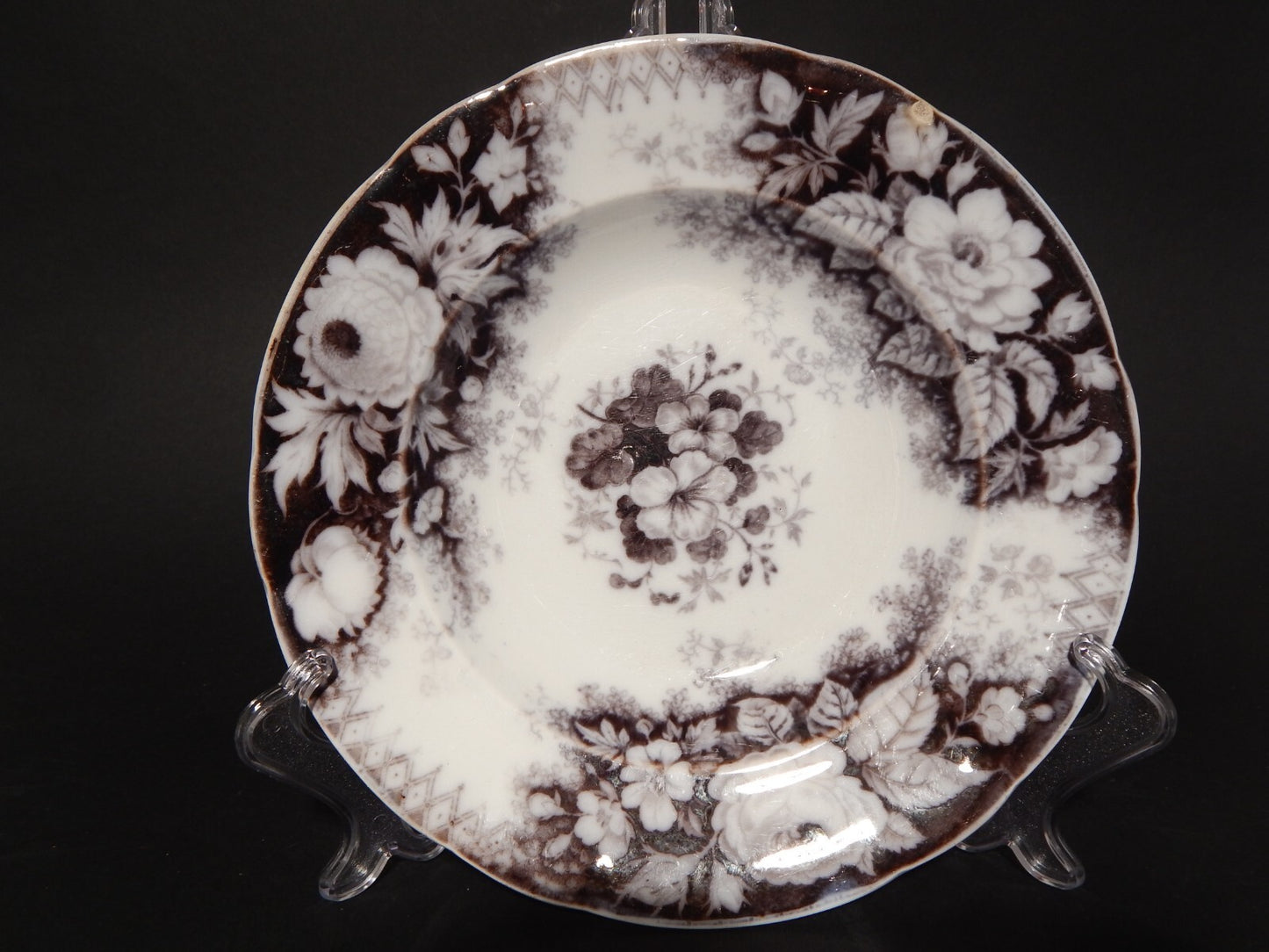 ANTICO PIATTO FONDO CERAMICA JARDINIERE VILLEROY & BOCH FINE '800 DIFETTO B1135