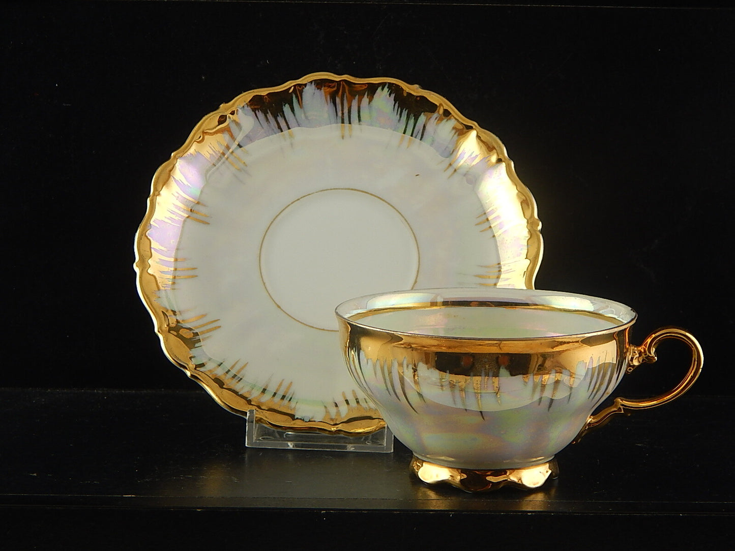 ANTICA TAZZA COLAZIONE PORCELLANA DECORO LUSTRO E ORO BAVARIA SELTMANN THERESIA