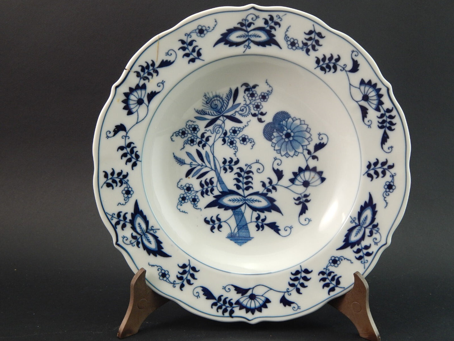 VINTAGE BLUE DANUBE LOTTO 3 PIATTI PORCELLANA TEDESCA BIANCA BLU CON DIFETTI