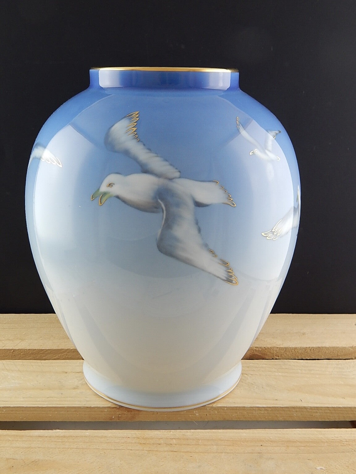 ROYAL COPENHAGEN IMPORTANTE RARO GRANDE VASO PORCELLANA GABBIANI SEAGULL