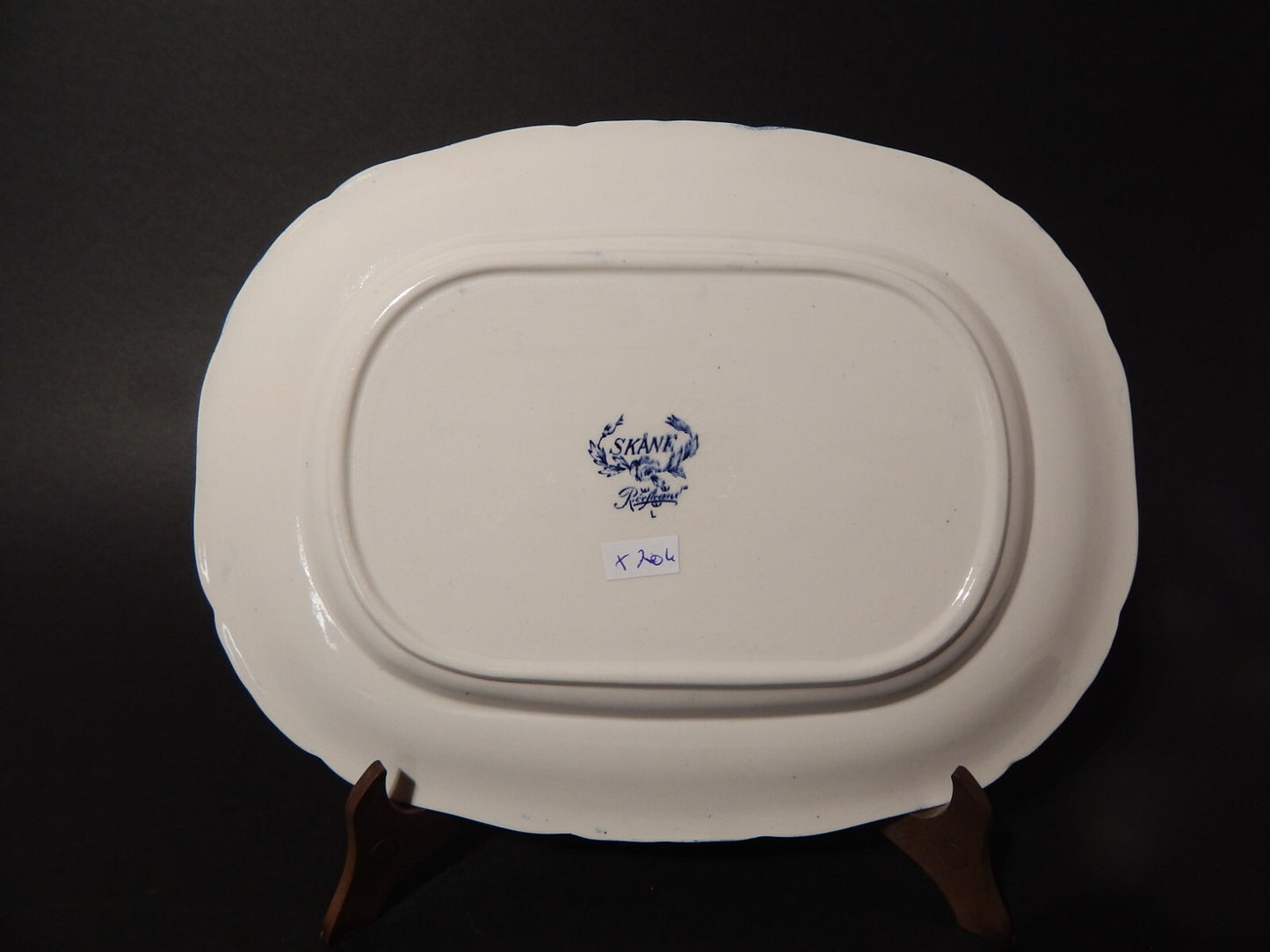 ANTICO RARO VASSOIO PORCELLANA RORSTRAND DISEGNO SKANE BIANCO BLU PRIMO 900