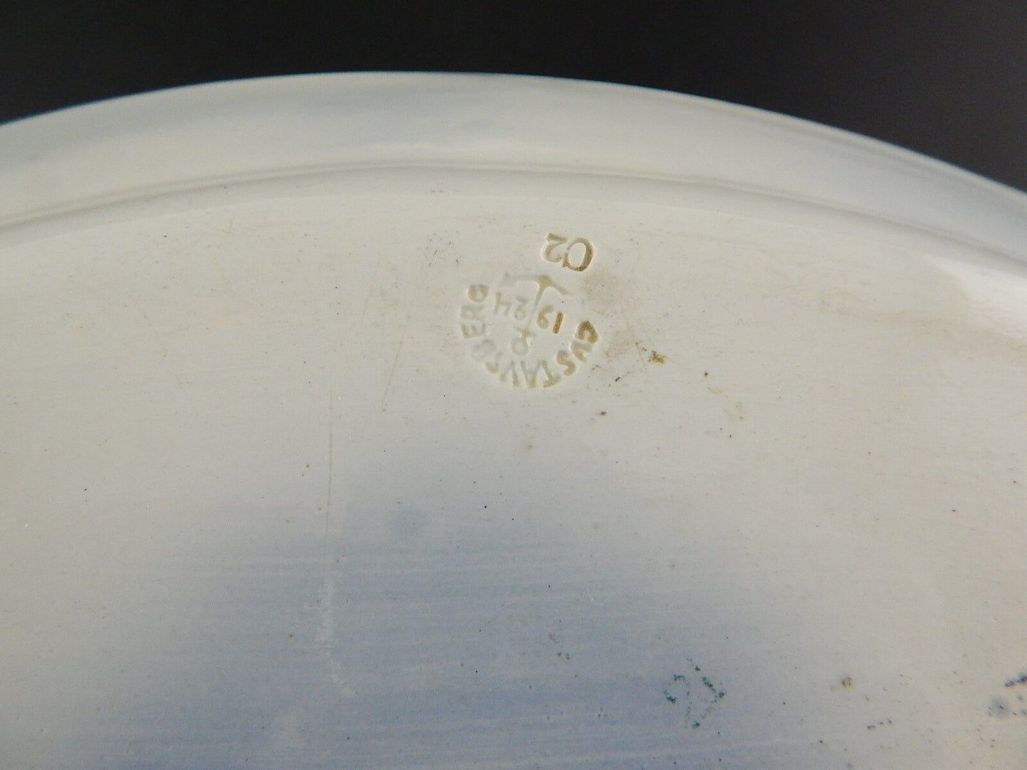 ANTICO PIATTO PORCELLANA BIANCA BLU VASSOIO SECONDA META' 800 GUSTAVSBERG