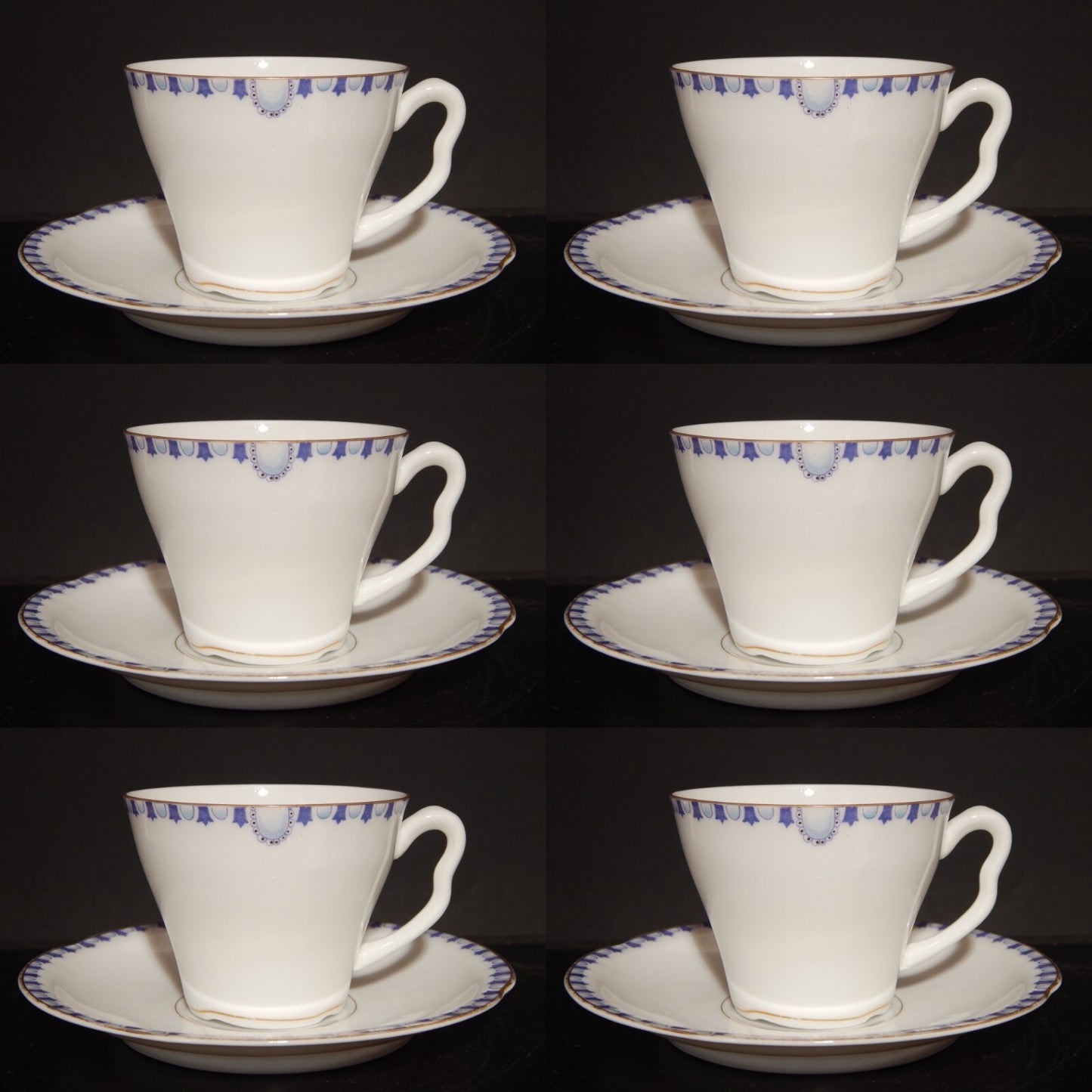 ANTICO LIBERTY DEL 1910 SERVIZIO 6 TAZZE TE' PORCELLANA J.Z.& CO PRE-ROSENTHAL