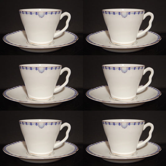 ANTICO LIBERTY DEL 1910 SERVIZIO 6 TAZZE TE' PORCELLANA J.Z.& CO PRE-ROSENTHAL