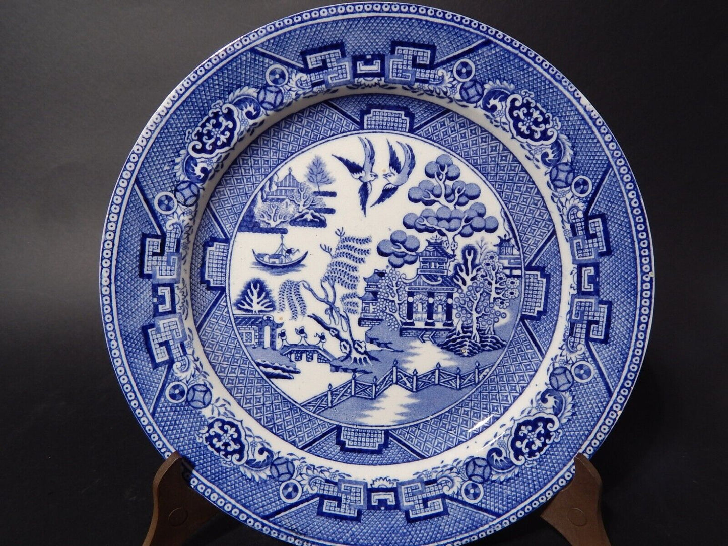 ANTICO PIATTO SEMI PORCELLANA WILLOW VITTORIANO HULSE & ADDERLEY 1875