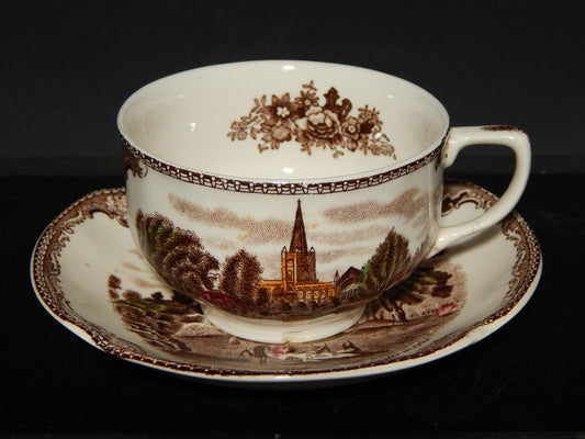 ANTICA TAZZA TE' PORCELLANA JOHNSON BROS OLD BRITAIN CASTLE MULTICOLOR DIFETTO