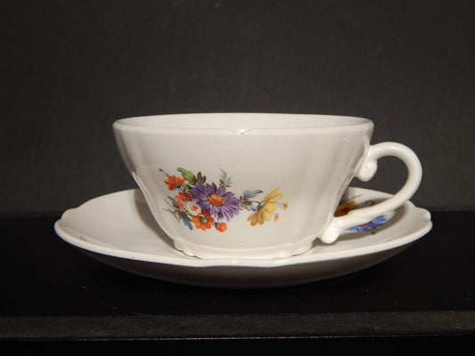 VINTAGE TAZZA TE' CERAMICA RICHARD GINORI LAVENO DIAMONDSTONE FLOREALE difetto