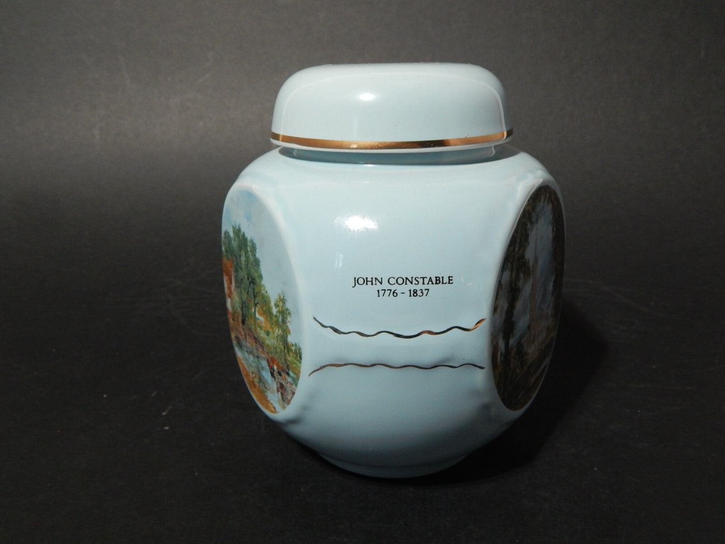 VINTAGE VASO TEA CADDY BURGESS &LEIGH FOR TWININGS REPRODUCTION JOHN CONSTABLE