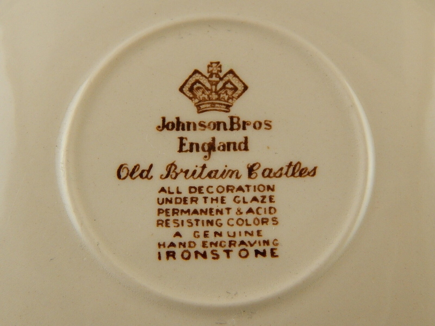 VINTAGE JOHNSON BROS OLD BRITAIN CASTLE SERVIZIO 6 TAZZE DA TE' SEMI PORCELLANA