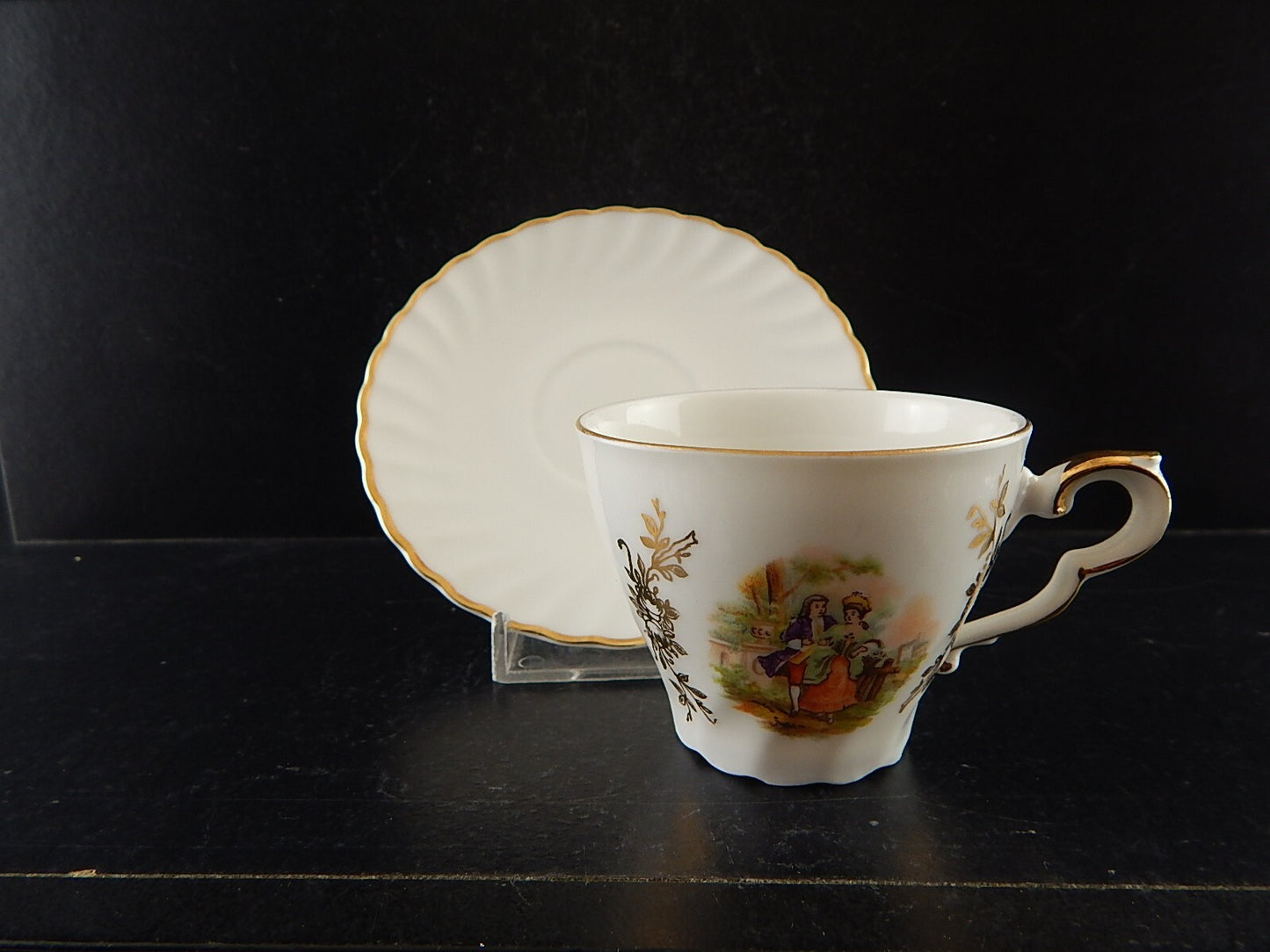 ANTICA TAZZINA CAFFE' PORCELLANA RHEINPFALZ BAVARIA SCENA GALANTE A238