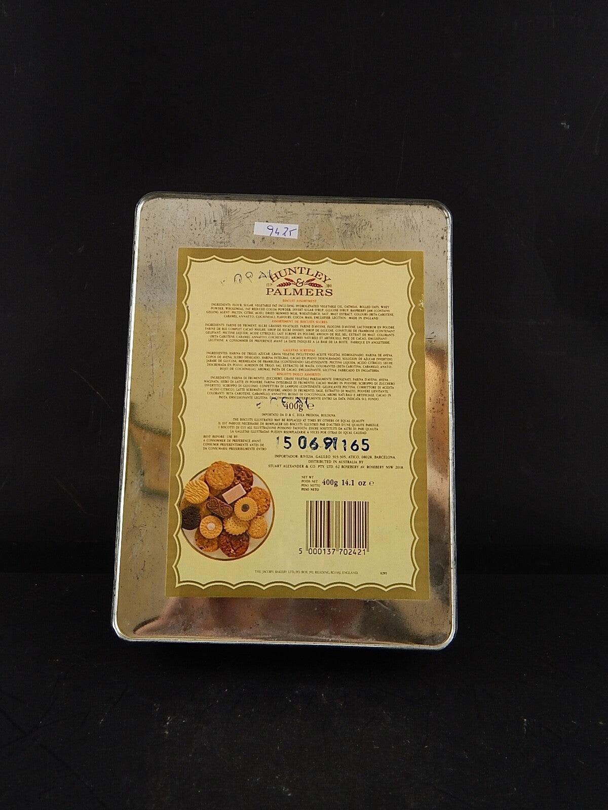 PUBBLICITARIO VINTAGE SCATOLA LATTA INGLESE BISCOTTI HUNTLEY & PALMERS BISCUITS