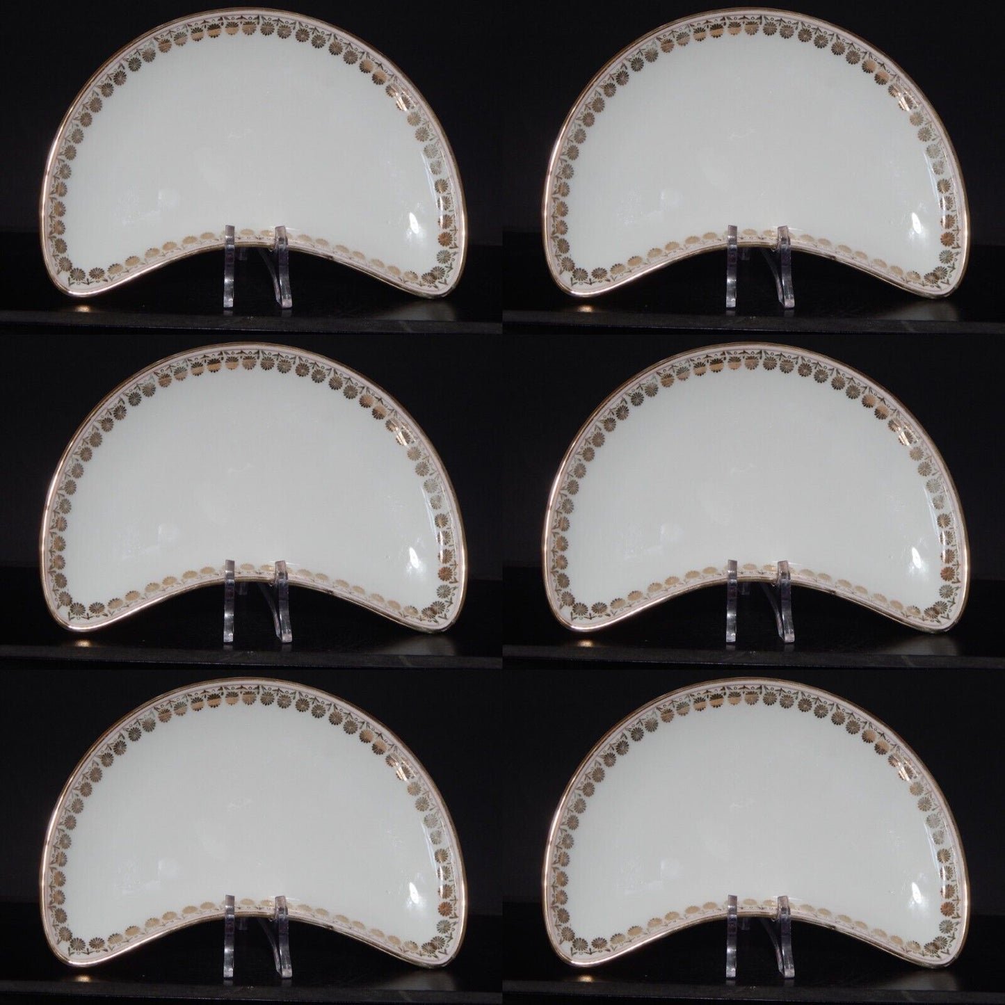 ANTICO SERVIZIO TAVOLA 6 PIATTI INSALATA MEZZA LUNA PORCELLANA GINORI LIBERTY