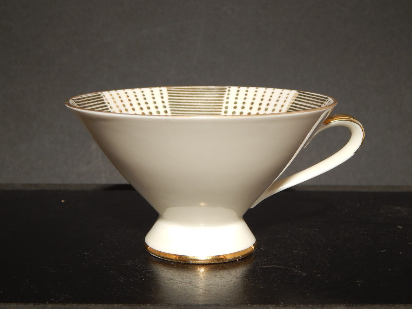 ANTICA TAZZA TÈ ART DECO PORCELLANA BAVARIA OSCAR SCHALLER DECORO ORO #1252