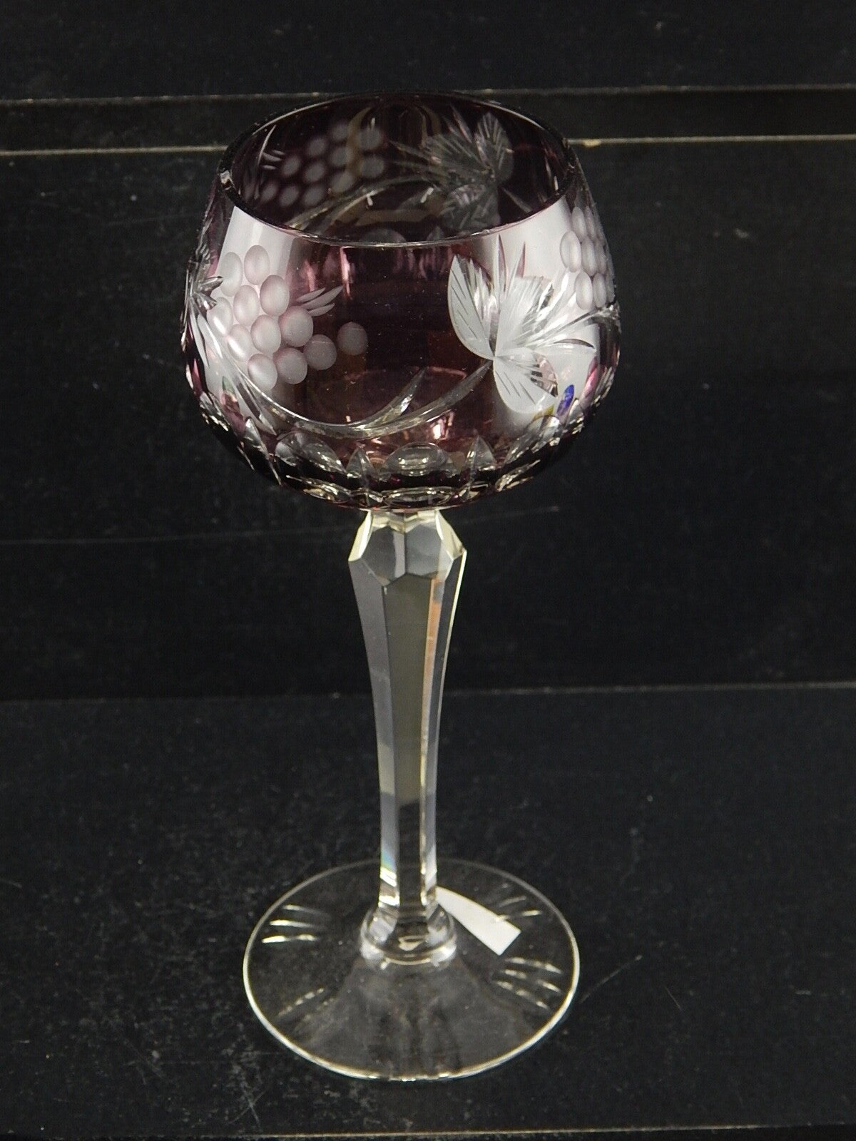 PREZIOSO VINTAGE BICCHIERE CALICE CRISTALLO BOEMIA MOLATO VIOLA