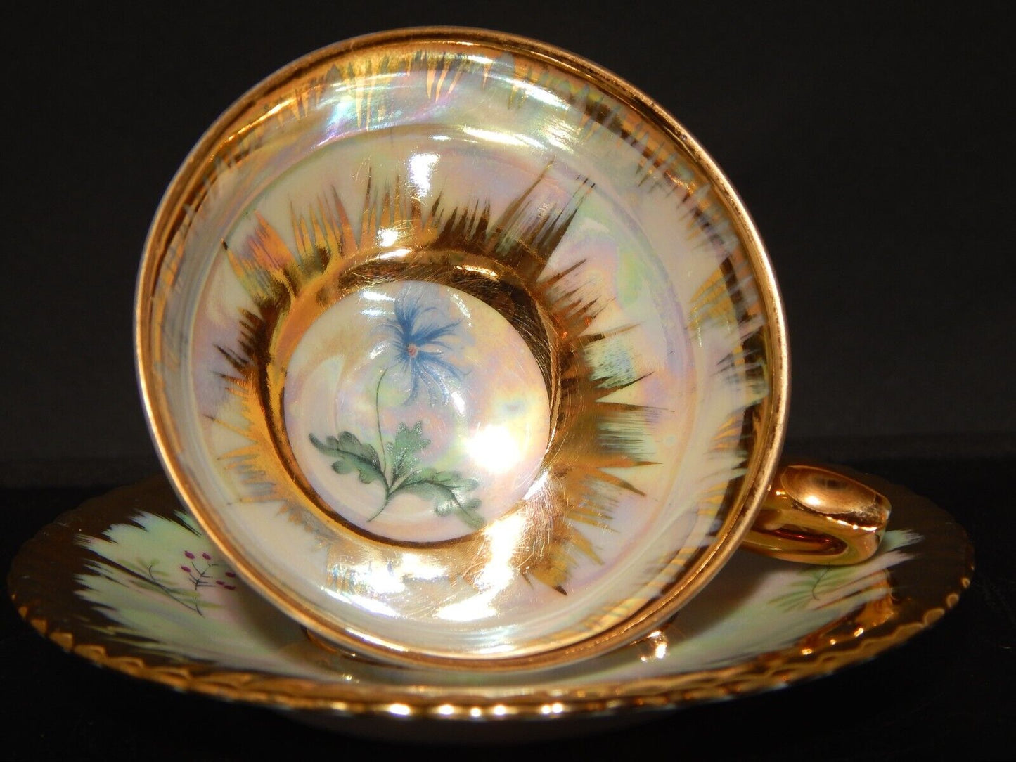 ANTICA RARA TAZZINA CAFFE' PORCELLANA BAVARIA RUDOLF WACHTER DECORO LUSTRO ORO