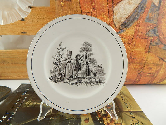 ANTICO PIATTO PORCELLANA ROYAL CHELSEA LITOGRAFIA H. FENNELL PASTORALE